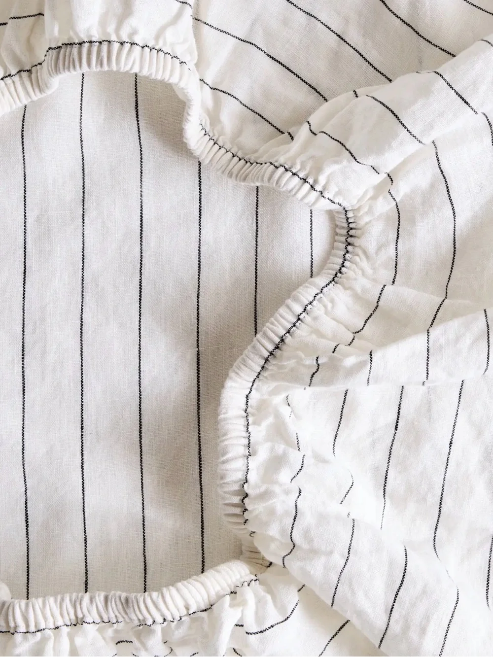White and Black Striped European Linen King Sheet Set - Retail $204